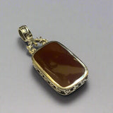 Silver, Double Sided, Pendant, Red Jasper & Black Onyx, (925), Antique, Vintage, 18.10mm x 46.67mm