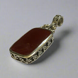 Silver, Double Sided, Pendant, Red Jasper & Black Onyx, (925), Antique, Vintage, 18.10mm x 46.67mm