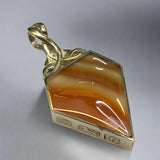 Silver, Double Sided, Pendant, DSW, Green & Orange, (925), Antique, Vintage, Large Hallmarks, 27.35mm x 53.75mm, David Scott Walker