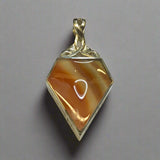 Silver, Double Sided, Pendant, DSW, Green & Orange, (925), Antique, Vintage, Large Hallmarks, 27.35mm x 53.75mm, David Scott Walker