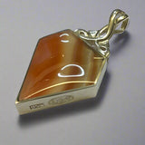 Silver, Double Sided, Pendant, DSW, Green & Orange, (925), Antique, Vintage, Large Hallmarks, 27.35mm x 53.75mm, David Scott Walker