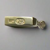 Silver, Double Sided, Pendant, DSW, Green & Orange, (925), Antique, Vintage, Large Hallmarks, 27.35mm x 53.75mm, David Scott Walker