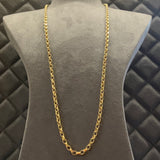 Gold, Chain, Oval Filed Belcher, 9ct, Yellow,  (375), Antique, Vintage, 28 inches, 711.2mm