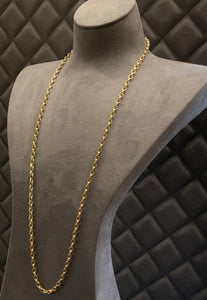 Gold, Chain, Oval Filed Belcher, 9ct, Yellow,  (375), Antique, Vintage, 28 inches, 711.2mm