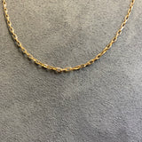 Gold, Chain, Angle Filed Trace, 9ct, Rose, (375), Antique, Vintage, 24 inches, Bolt Clasp