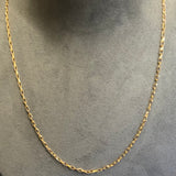 Gold, Chain, Angle Filed Trace, 9ct, Rose, (375), Antique, Vintage, 24 inches, Bolt Clasp