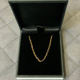 Gold, Chain, Angle Filed Trace, 9ct, Rose, (375), Antique, Vintage, 24 inches, Bolt Clasp