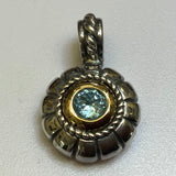 Silver, Pendant, Aqua Marine, Gold, (18ct), Two Tone, (925), Antique, Vintage