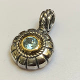 Silver, Pendant, Aqua Marine, Gold, (18ct), Two Tone, (925), Antique, Vintage
