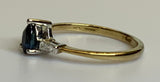 Ring,9ct, Yellow Gold, Sapphire and Diamond, Pear-Shaped Ring, Size P (57)