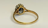 Vintage, Antique, Ring, 18ct, Yellow Gold, Sapphire and Diamond Cluster, Size W (65)