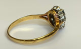 Vintage, Antique, Ring, 18ct, Yellow Gold, Sapphire and Diamond Cluster, Size W (65)