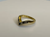 Vintage, Antique, Ring, 18ct, White Gold, Sapphire & Diamond V-Shape, Size K½ (51)