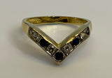 Vintage, Antique, Ring, 18ct, White Gold, Sapphire & Diamond V-Shape, Size K½ (51)