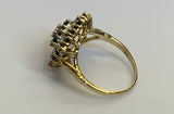 Vintage, Antique, Ring, 9ct, Yellow Gold, Sapphire & Diamond Cluster, Size M (54)