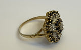 Vintage, Antique, Ring, 9ct, Yellow Gold, Sapphire & Diamond Cluster, Size M (54)