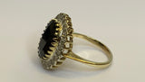 Vintage, Antique, Ring, 9ct, Yellow Gold, Large Sapphire & Diamond Cluster, Size M½ (54)