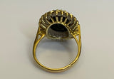 Vintage, Antique, Ring, 9ct, Yellow Gold, Large Sapphire & Diamond Cluster, Size M½ (54)