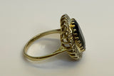 Vintage, Antique, Ring, 9ct, Yellow Gold, Large Sapphire & Diamond Cluster, Size M½ (54)