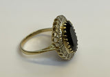 Vintage, Antique, Ring, 9ct, Yellow Gold, Large Sapphire & Diamond Cluster, Size M½ (54)