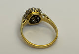 Vintage, Antique, Ring, 18ct, Yellow Gold, Sapphire & Diamond Cluster, Size N (55)