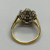 Vintage, Antique, Ring, 18ct, Yellow Gold, Sapphire & Diamond Halo, Size N (54)