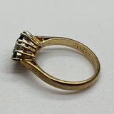 Vintage, Antique, Ring, 9ct, Yellow Gold, Sapphire & Diamond Cluster, Size M (53)
