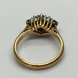 Vintage, Antique, Ring, 9ct, Yellow Gold, Sapphire & Diamond Cluster, Size M (53)