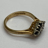Vintage, Antique, Ring, 9ct, Yellow Gold, Sapphire & Diamond Cluster, Size M (53)