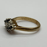 Vintage, Antique, Ring, 9ct, Yellow Gold, Sapphire & Diamond Cluster, Size M (53)