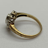 Vintage, Antique, Ring, 9ct, Yellow Gold, Sapphire & Diamond Halo, Size O (55)