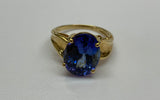 Vintage, Antique, Ring, 9ct, Yellow Gold, Sapphire & CZ Layered Cluster, Size N (55)
