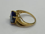 Vintage, Antique, Ring, 9ct, Yellow Gold, Sapphire & CZ Layered Cluster, Size N (55)