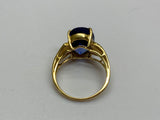 Vintage, Antique, Ring, 9ct, Yellow Gold, Sapphire & CZ Layered Cluster, Size N (55)