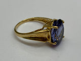 Vintage, Antique, Ring, 9ct, Yellow Gold, Sapphire & CZ Layered Cluster, Size N (55)
