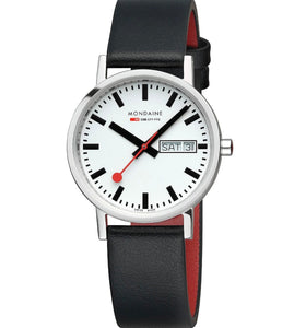 Mondaine, Watch, A667.30314.115BB, Classic, Day Date, Black, Vegan, Grape, Leather, 36mm