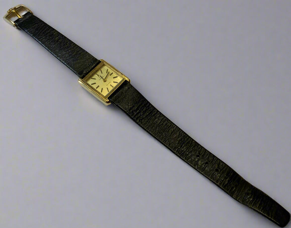 Omega De Ville, Gold/ Steel, Square, Ladies, Leather, Mechanical, cal 485, 511.0407