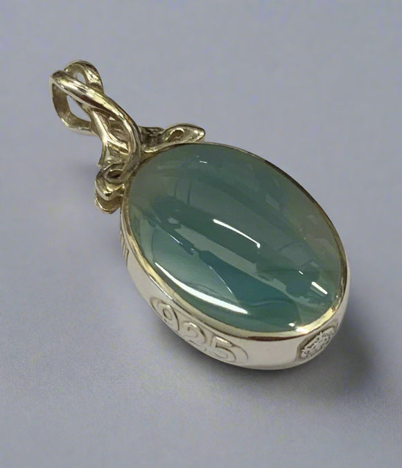 Silver, Double Sided, Pendant, DSW, Blue & Moss Agate Galaxy, (925), Antique, Vintage, Large Hallmarks, 24.33mm x 51.97mm, David Scott Walker