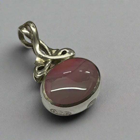 Silver, Double Sided, Pendant, DSW, Blue & Pink Agate, (925), Antique, Vintage, 22.18mm x 37.90mm, David Scott Walker