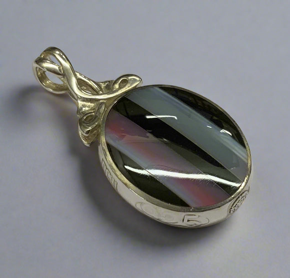 ,,Silver, Double Sided, Pendant, DSW, deepBlue & White, Agate, (925), Antique, Vintage, Lar
