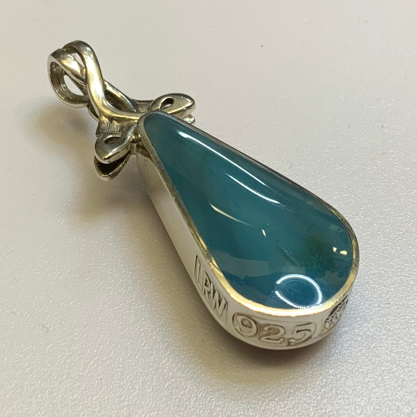 Silver, Double Sided, Pendant, DSW, Green & Orange, (925), Antique