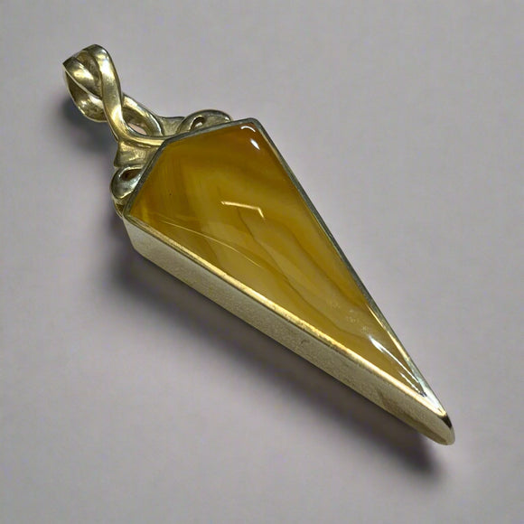 Silver, Double Sided, Pendant, DSW, Yellow & Blue, (925), Antique, Vintage, Large Hallmarks, 19.48mm x 64.73mm, David Scott Walker