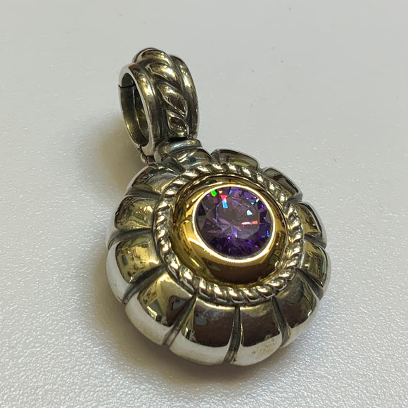 Silver, Pendant, Amethyst, Floral, Amethyst, Gold, (18ct), Two Tone, (925), Antique, Vintage, DC Jewellers