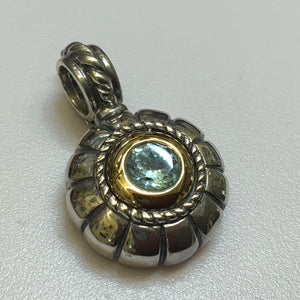 Silver, Pendant, Aqua Marine, Gold, (18ct), Two Tone, (925), Antique, Vintage, DC Jewellers