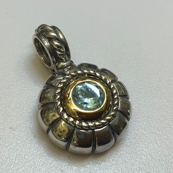Silver, Pendant, Aqua Marine, Gold, (18ct), Two Tone, (925), Antique, Vintage, DC Jewellers