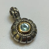Silver, Pendant, Aqua Marine, Gold, (18ct), Two Tone, (925), Antique, Vintage, DC Jewellers