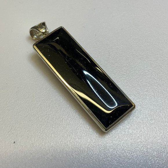 Silver, Pendant, Double Sided, Rectangular, Mother of Pearl & Blue Goldstone, Galatic,  (925), Antique, Vintage, DC Jewellers