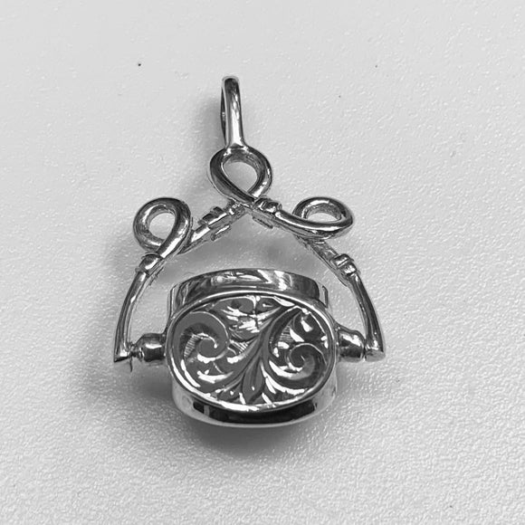 Silver, Three Side Spinner, Pendant, 925, Fob, Engravable