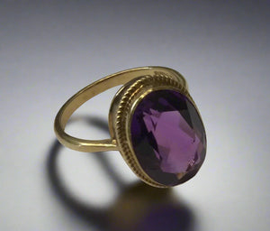 Vintage, Antique, Ring, 9ct, Yellow Gold, Amethyst , Size N,1/2 (56)