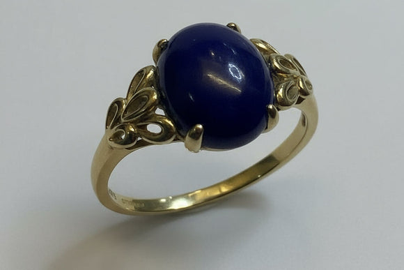 Vintage, Antique, Ring, 9ct, Yellow Gold, Lapis Lazuli, Size V(65)